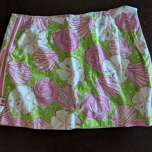 Pink and Green Seashell Print Skirt